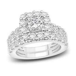 Diamond Bridal Set 3-7/8 ct tw Princess/Round 14K White Gold