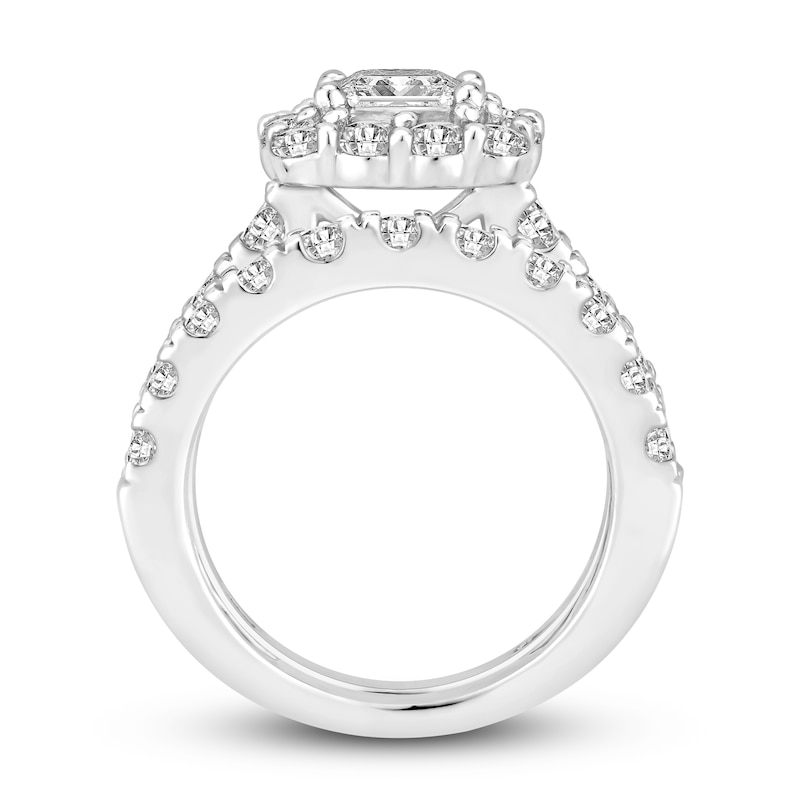 Diamond Bridal Set 3-7/8 ct tw Princess/Round 14K White Gold