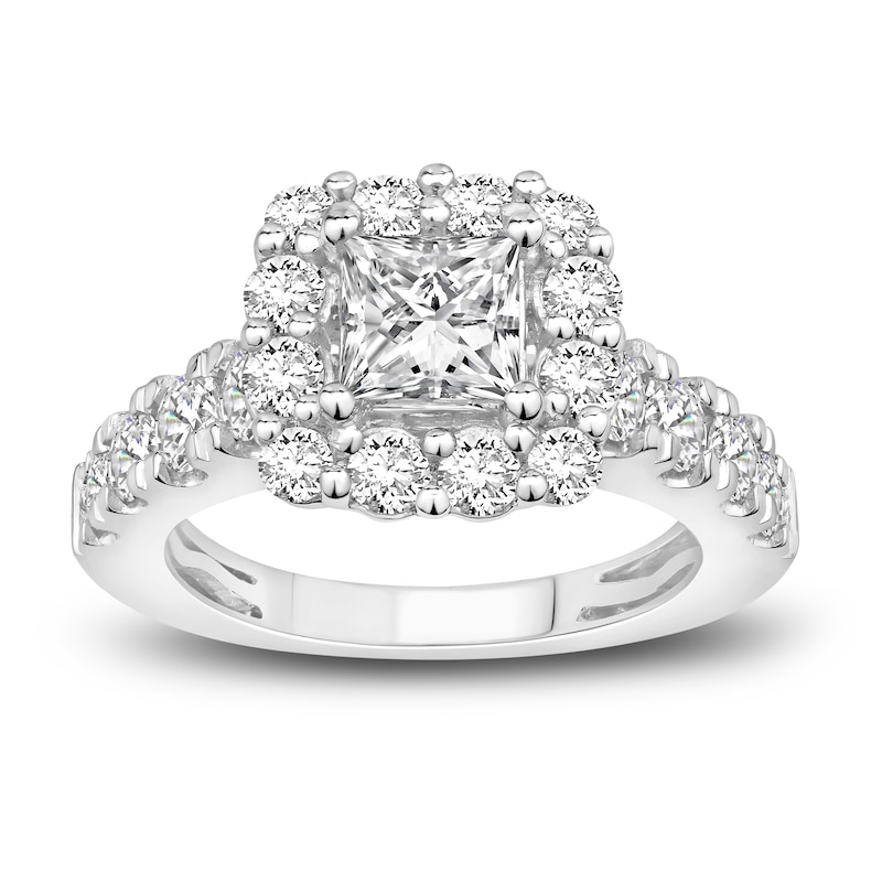 Diamond Bridal Set 3-7/8 ct tw Princess/Round 14K White Gold