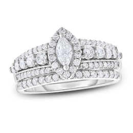 Diamond Bridal Set 1 ct tw Round/Marquise 14K White Gold