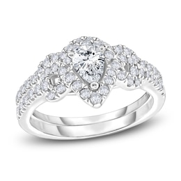 Diamond Bridal Set 7/8 ct tw Pear/Round 14K White Gold