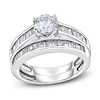 Thumbnail Image 0 of Diamond Bridal Set 1-1/4 ct tw Round/Baguette 14K White Gold