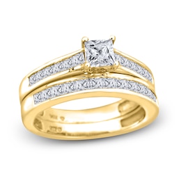 Diamond Bridal Set 1-1/2 ct tw Princess 14K Yellow Gold