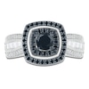 Thumbnail Image 2 of Black Diamond Engagement Ring 1 ct tw Round/Baguette 10K White Gold