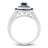 Thumbnail Image 3 of Black Diamond Engagement Ring 1 ct tw Round/Baguette 10K White Gold