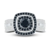 Thumbnail Image 5 of Black Diamond Engagement Ring 1 ct tw Round/Baguette 10K White Gold