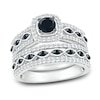 Thumbnail Image 1 of Black Diamond Bridal Set 1 ct tw Round 10K White Gold