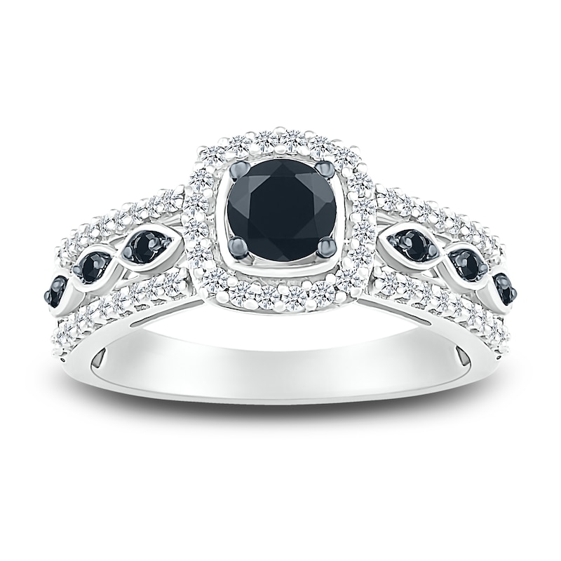 Main Image 2 of Black Diamond Bridal Set 1 ct tw Round 10K White Gold