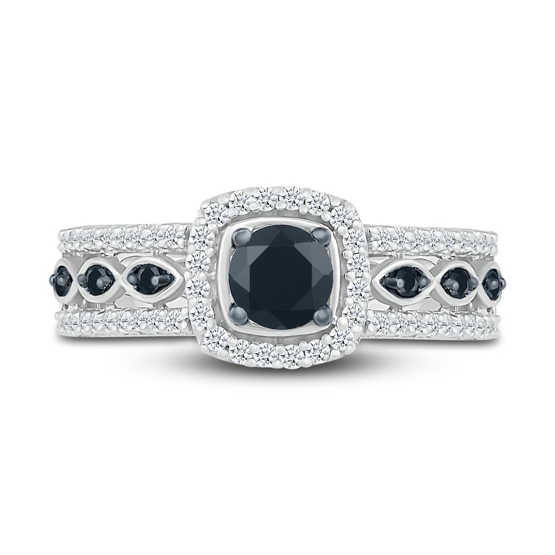 Main Image 3 of Black Diamond Bridal Set 1 ct tw Round 10K White Gold