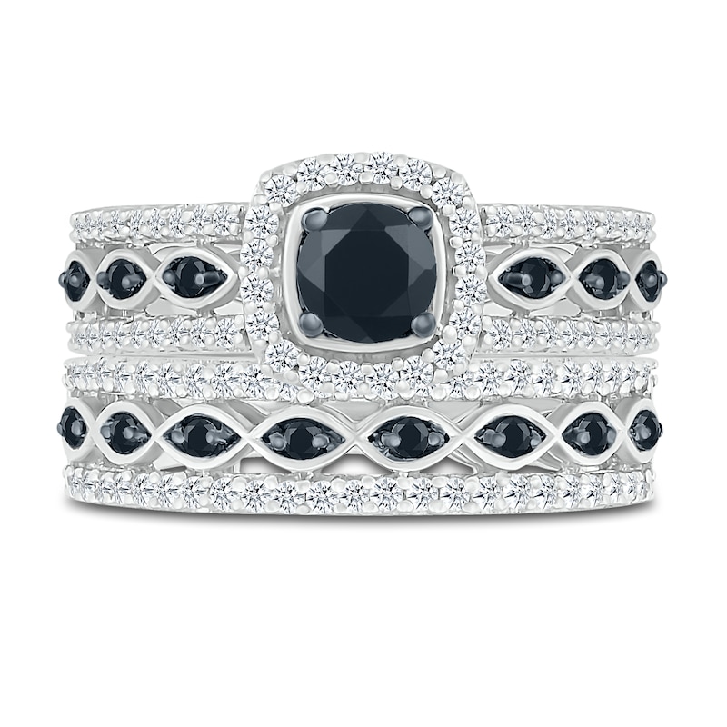 Main Image 6 of Black Diamond Bridal Set 1 ct tw Round 10K White Gold