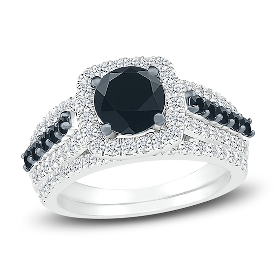 Midnight Black Diamond 1âœ Ct. T.W. Black Diamond 10K Rose Gold Bridal Ring Set | 9 | Rings Bridal Sets | Quick Ship