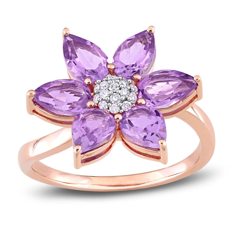 Natural Amethyst Ring 1/10 ct tw Diamonds 10K Rose Gold | Jared