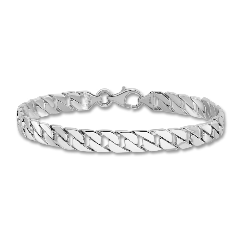 14k White Gold Polished Fancy Link Men's Bracelet 8 - American