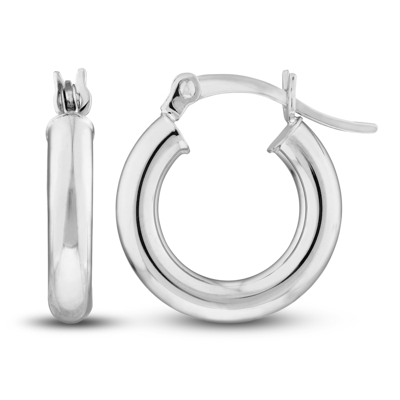 Main Image 2 of Polished Hoop Earrings 14K White Gold 15mm