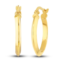 Polished Knife Edge Hoop Earrings 14K Yellow Gold 20mm