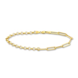 Paperclip/Rolo Chain Bracelet 14K Yellow Gold 7.5&quot;