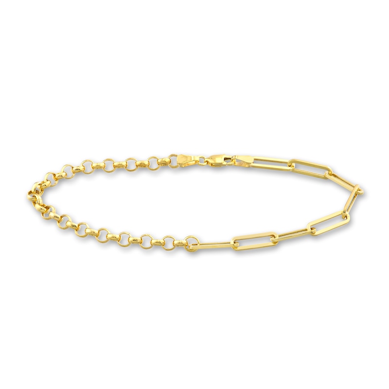 Main Image 1 of Paperclip/Rolo Chain Bracelet 14K Yellow Gold 7.5&quot;