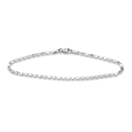 Solid Diamond-Cut Valentine Bracelet 14K White Gold 7.5&quot;