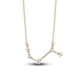 Diamond Aries Constellation Pendant Necklace 1/6 ct tw Round 14K Yellow Gold