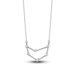 Diamond Capricorn Constellation Pendant Necklace 1/6 ct tw Round 14K White Gold