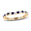 Thumbnail Image 1 of Vera Wang WISH Diamond & Natural Blue Sapphire Contour Anniversary Band 1/4 ct tw Round 14K Yellow Gold