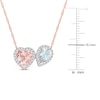 Thumbnail Image 3 of Natural Aquamarine & Natural Morganite Heart Necklace 1/5 ct tw Diamonds 14K Rose Gold 17&quot;