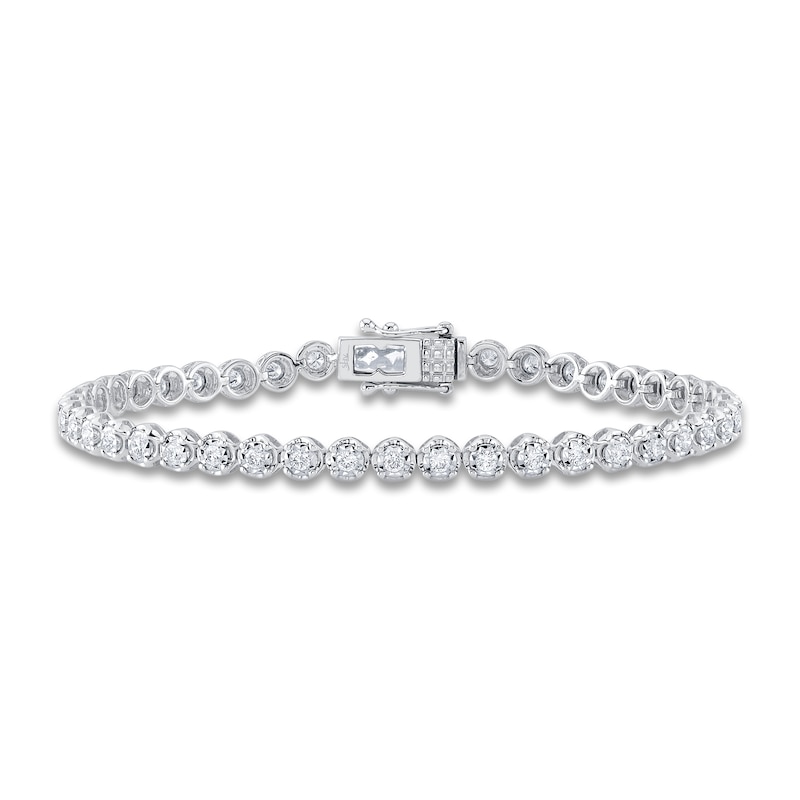 Main Image 1 of Shy Creation Diamond Tennis Bracelet 1 ct tw Round 14K White Gold 7&quot; SC55024353