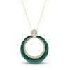 Thumbnail Image 1 of Natural Malachite Pendant Necklace 1/4 ct tw Diamonds 14K Yellow Gold 18&quot;