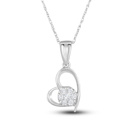 Diamond Pendant Necklace 1/10 ct tw Round 14K White Gold 18&quot;