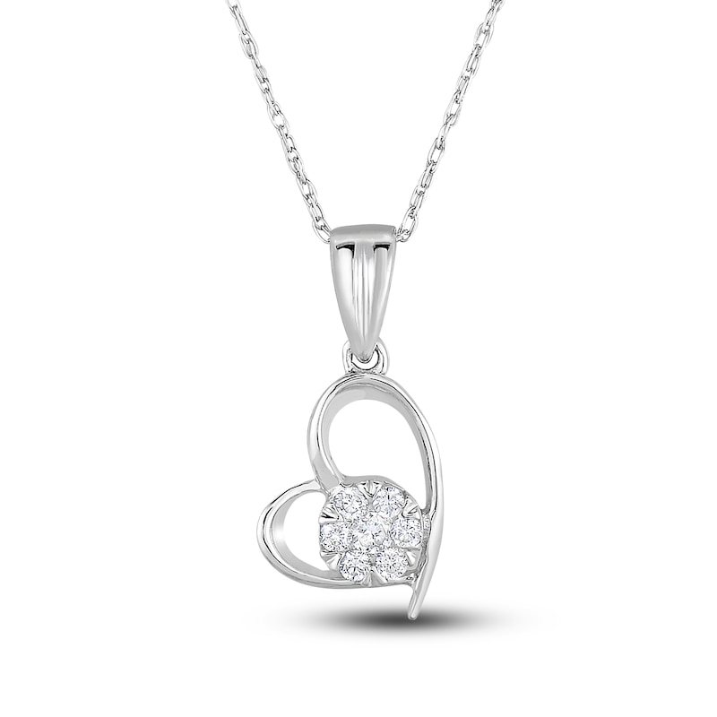 Main Image 1 of Diamond Pendant Necklace 1/10 ct tw Round 14K White Gold 18&quot;