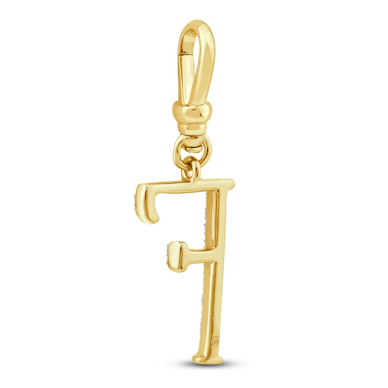 Charm'd by Lulu Frost Diamond Letter F Charm 1/15 ct tw Pavé Round 10K Yellow Gold
