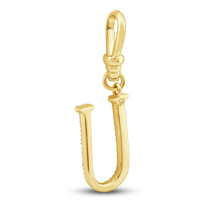 Main Image 2 of Charm'd by Lulu Frost Diamond Letter U Charm 1/8 ct tw Pavé Round 10K Yellow Gold