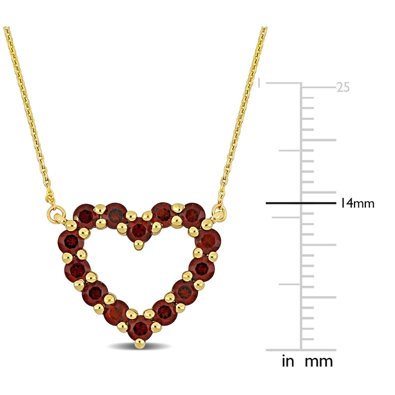 Main Image 2 of Natural Garnet Heart Necklace 10K Yellow Gold 17&quot;