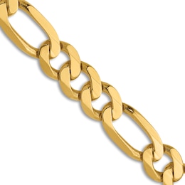 Solid Flat Figaro Chain Necklace 14K Yellow Gold 22&quot; 8.75mm