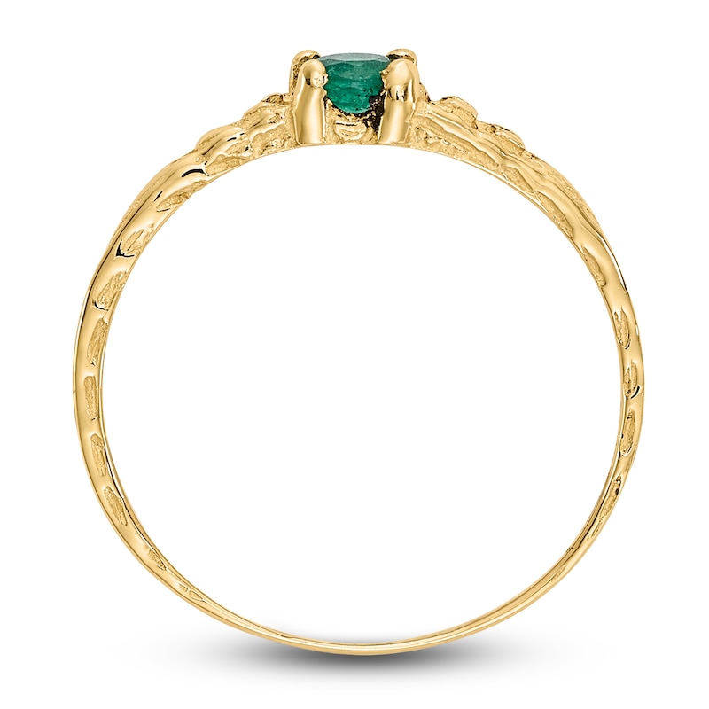 Main Image 2 of Natural Emerald Baby Ring 14K Yellow Gold