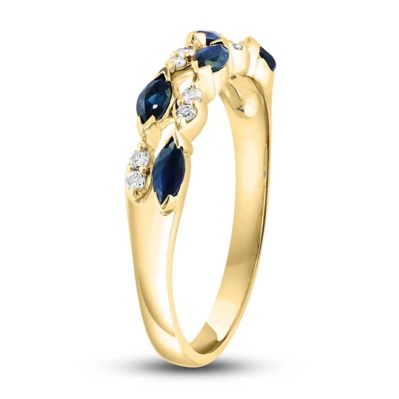 Main Image 2 of LALI Jewels Natural Blue Sapphire Anniversary Band 1/15 ct Diamonds 14K Yellow Gold