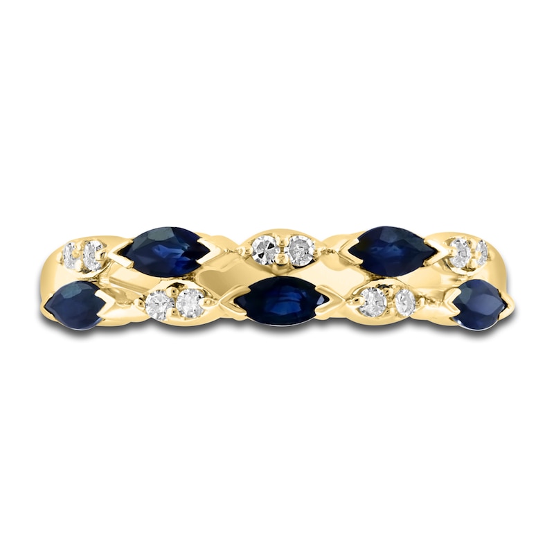 Main Image 3 of LALI Jewels Natural Blue Sapphire Anniversary Band 1/15 ct Diamonds 14K Yellow Gold