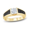 Thumbnail Image 1 of Men's Black & White Diamond Wedding Band 1 ct tw Round 14K Yellow Gold