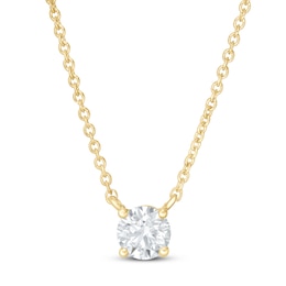 Lab-Created Diamond Solitaire Necklace 1/2 ct tw Round 14K Yellow Gold 19&quot; (SI2/F)