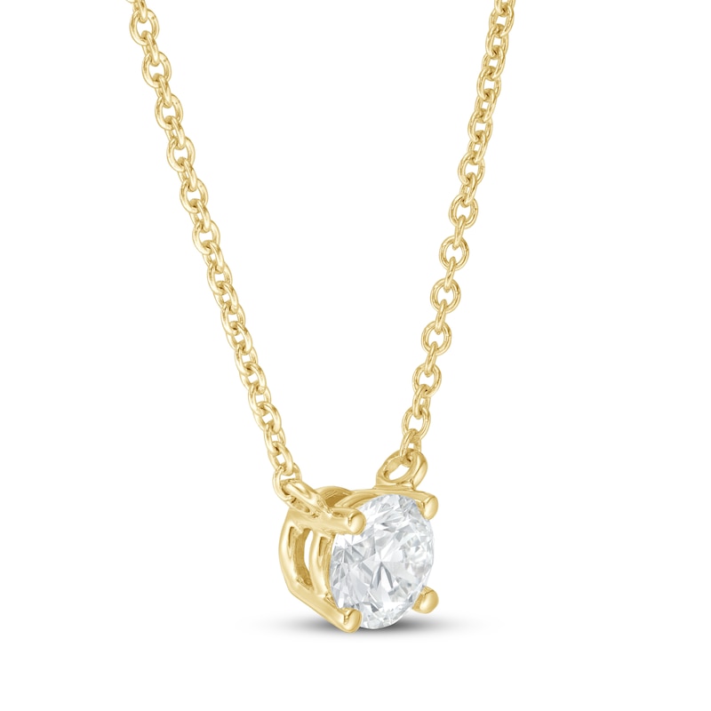 Lab-Created Diamond Solitaire Necklace 1/2 ct tw Round 14K Yellow Gold 19" (SI2/F)