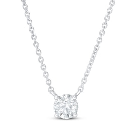 Lab-Created Diamond Solitaire Necklace 1/2 ct tw Round 14K White Gold 19&quot; (SI2/F)