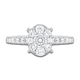 Diamond Halo Engagement Ring 1 ct tw Round 14K White Gold