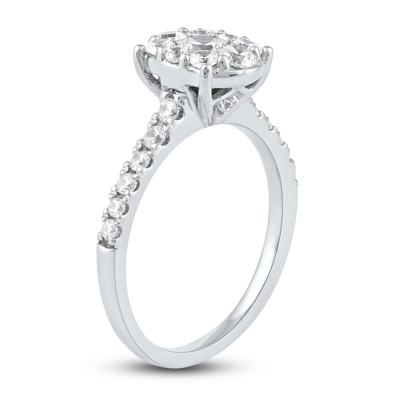 Main Image 2 of Diamond Halo Engagement Ring 1 ct tw Round 14K White Gold