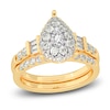 Thumbnail Image 1 of Diamond Halo Bridal Set 1 ct tw Round/Baguette 14K Yellow Gold