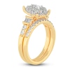 Thumbnail Image 2 of Diamond Halo Bridal Set 1 ct tw Round/Baguette 14K Yellow Gold