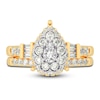 Thumbnail Image 3 of Diamond Halo Bridal Set 1 ct tw Round/Baguette 14K Yellow Gold