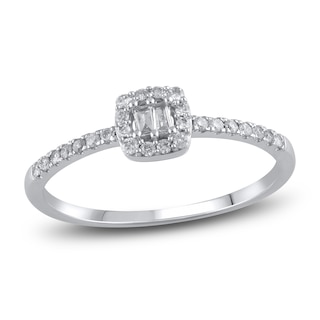 Diamond Promise Ring 1/2 ct tw Princess/Round10K White Gold