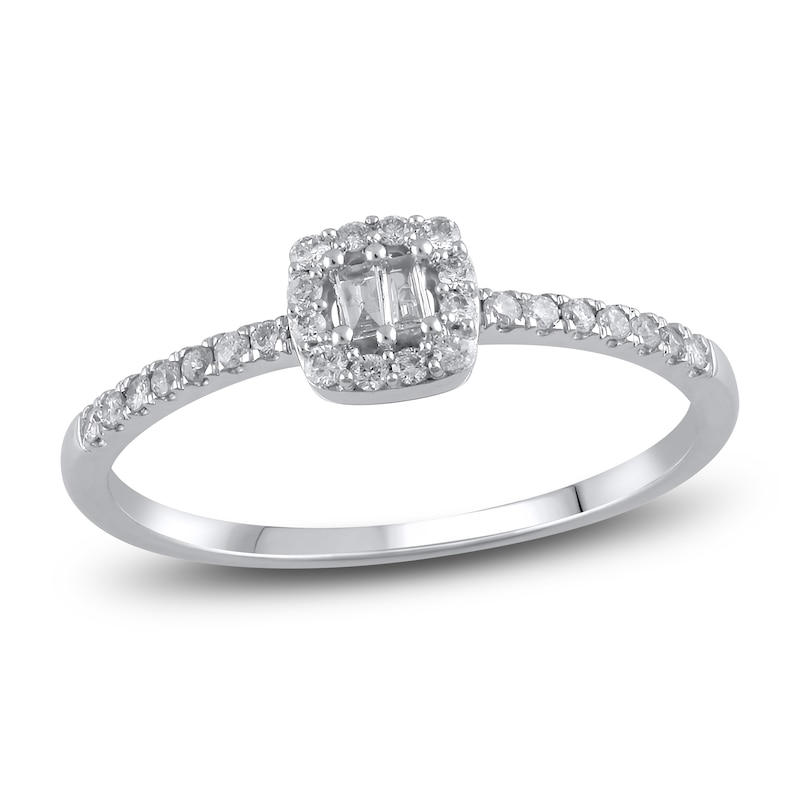 Main Image 1 of Diamond Ring 1/5 ct tw Baguette/Round 14K White Gold