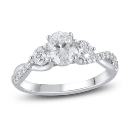 Diamond Twist Engagement Ring 1-1/3 ct tw Oval/Round 14K White Gold