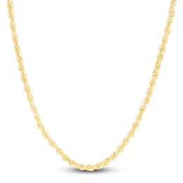 Solid Diamond-Cut Rope Chain Necklace 14K Yellow Gold 24&quot; 5.0mm